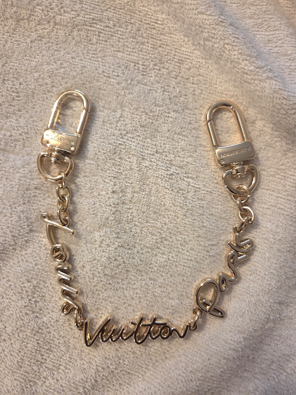 Louis Vuitton Gold Script Chain Bag Charm
